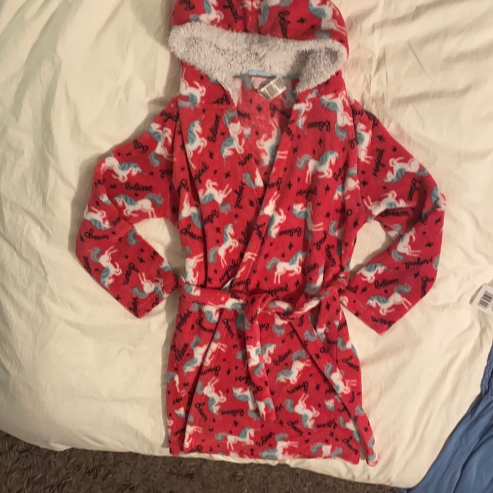 Girls hooded unicorn bathrobe